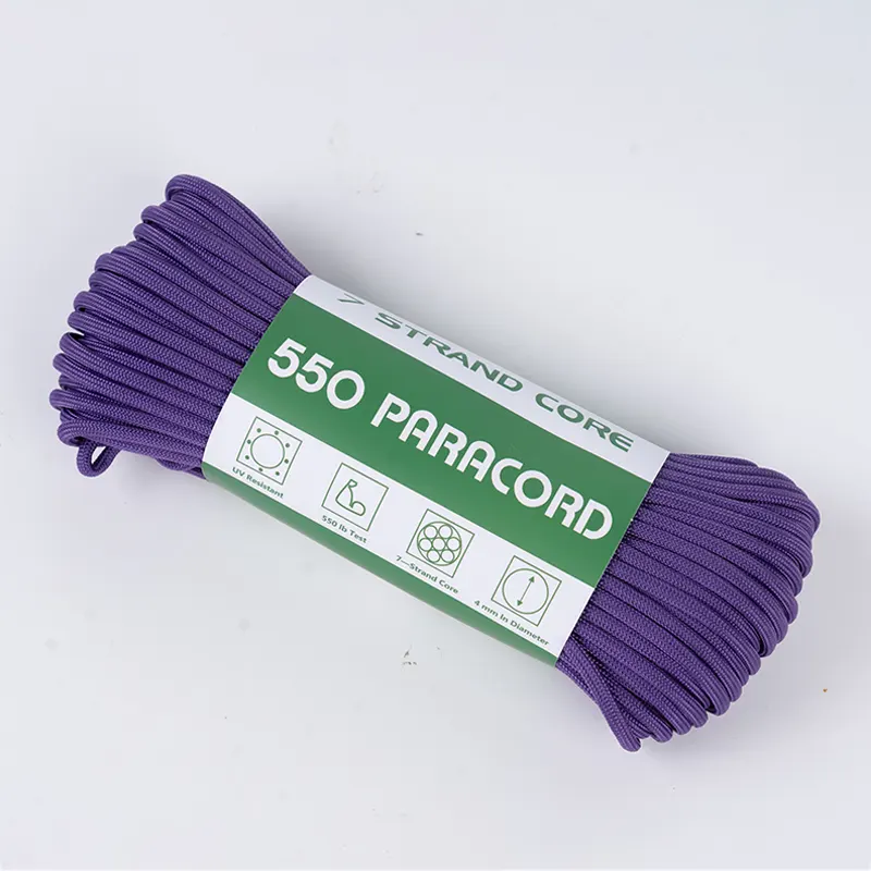 7-trådig kärna 4mm Solid Purple 550 Polyester Paracord
