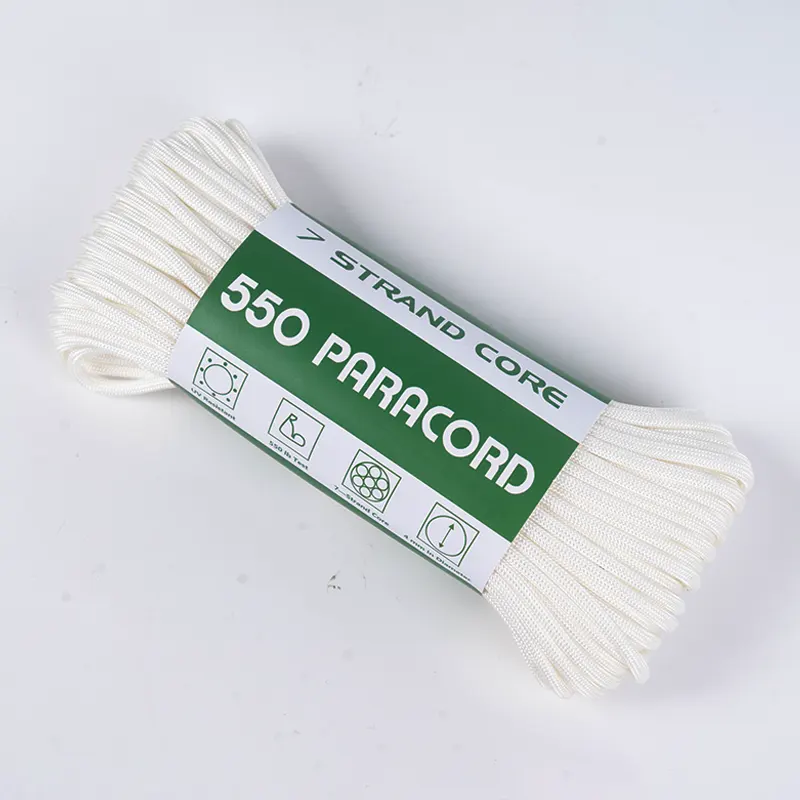 7-trådig kärna 4mm Solid White 550 Polyester Paracord